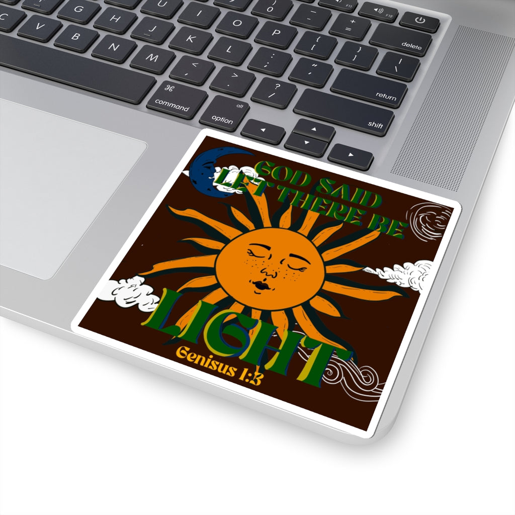 God Said Let There Be Light Sun Sticker — Genesis 1:3 Religious Kiss-Cut Vinyl