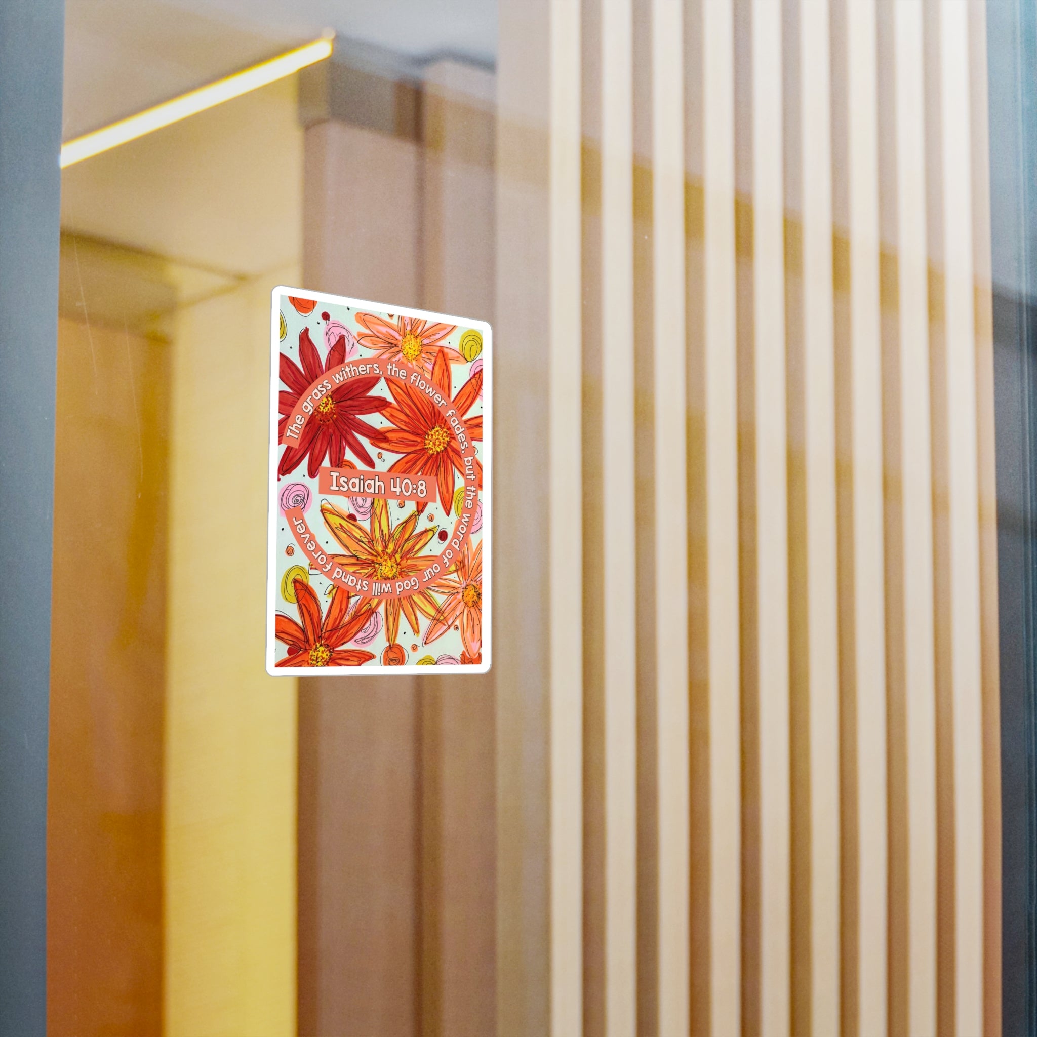 Isaiah 40:8 Floral Vinyl Sticker — Kiss-Cut Scripture Decal