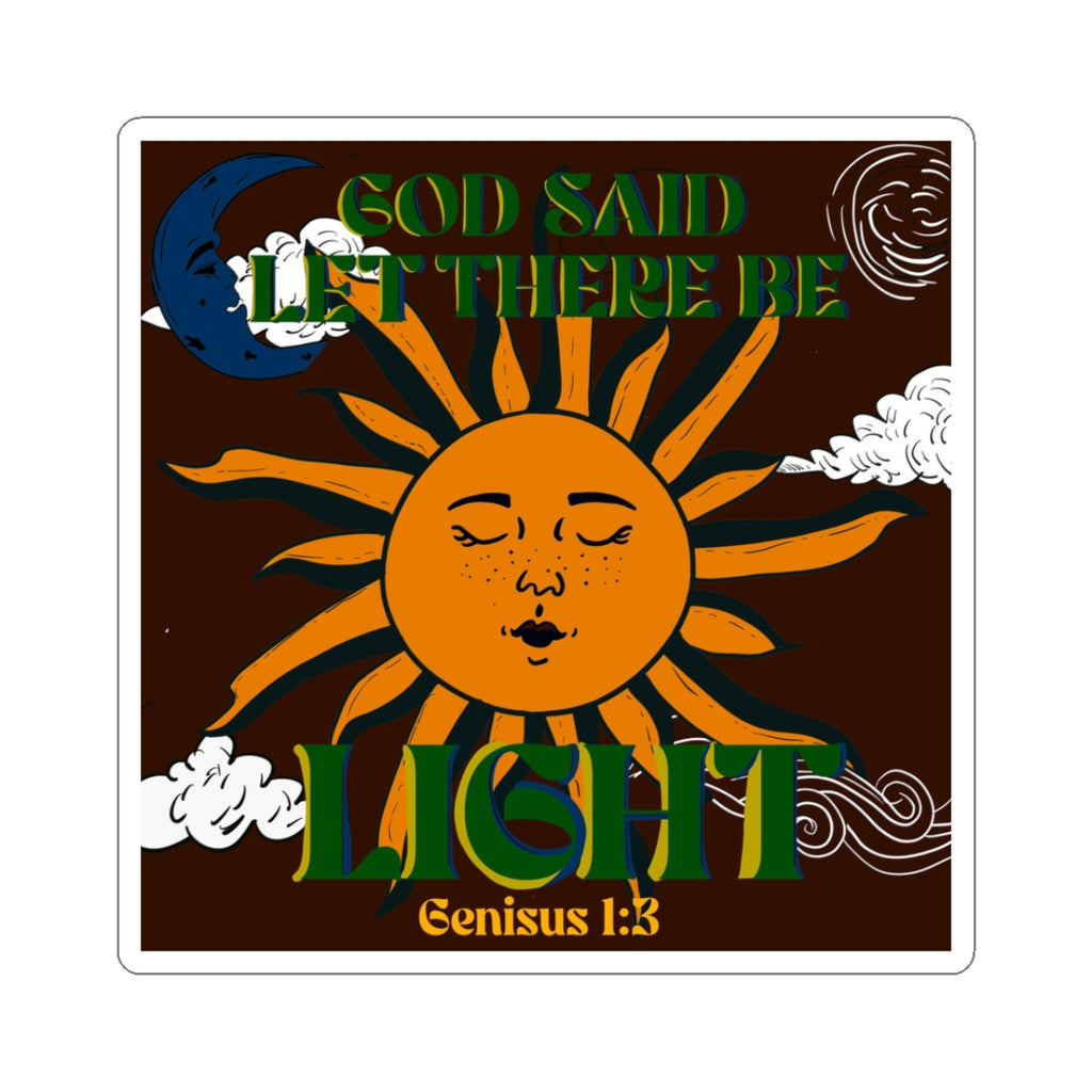 God Said Let There Be Light Sun Sticker — Genesis 1:3 Religious Kiss-Cut Vinyl