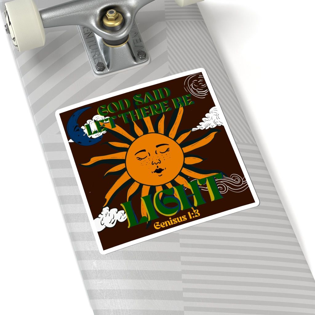 God Said Let There Be Light Sun Sticker — Genesis 1:3 Religious Kiss-Cut Vinyl