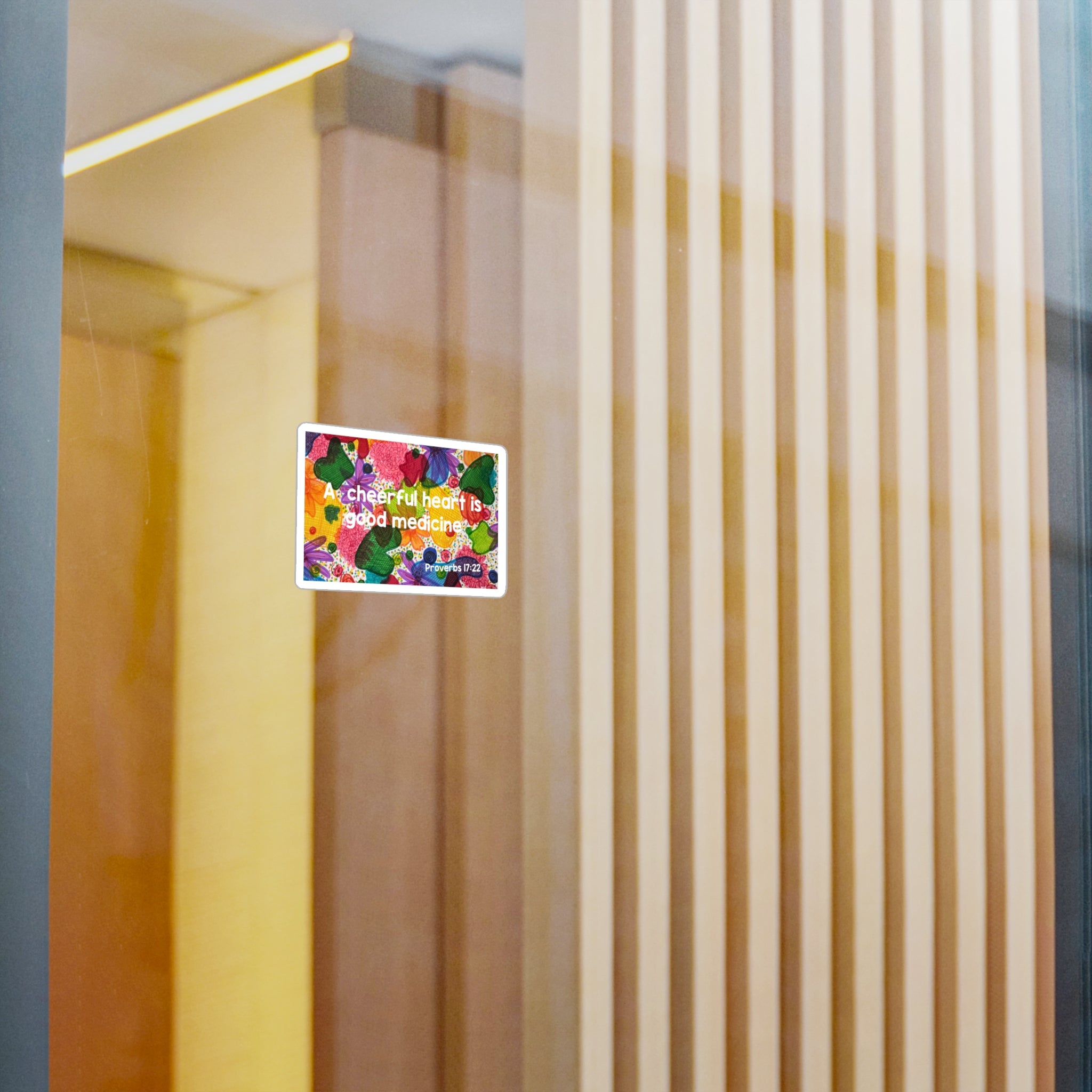 Proverbs 17:22 Floral Sticker — “A Cheerful Heart Is Good Medicine” Vinyl Decal