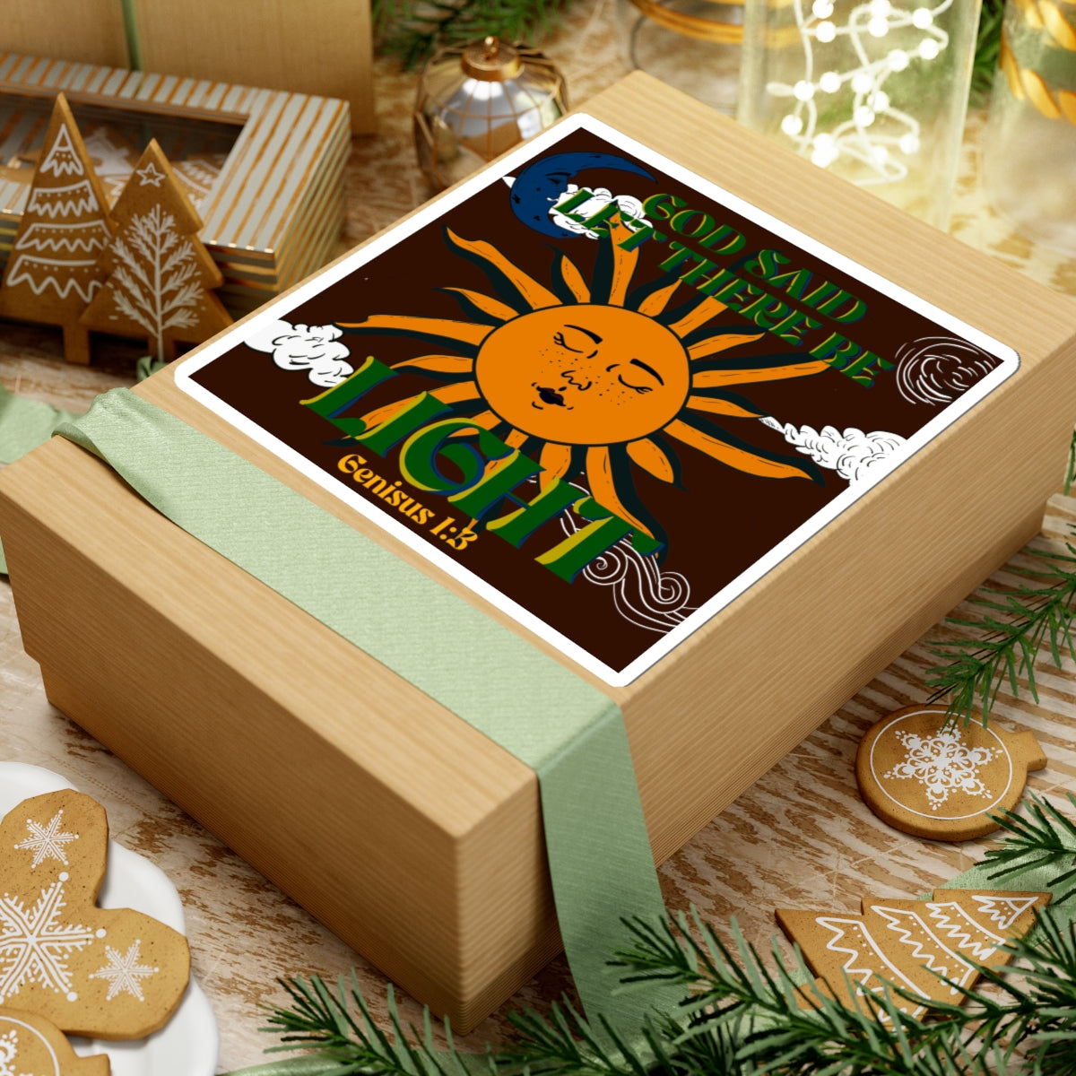 God Said Let There Be Light Sun Sticker — Genesis 1:3 Religious Kiss-Cut Vinyl